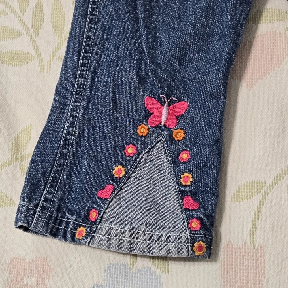 Vintage Care Bears Loveable Bear Denim Overalls Toddler 18M Felt/Embroidered Y2K